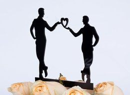 LOVENJOY Gift Box Pack Mr and Mr Gay Same Sex Silhouette Wedding Birthday Cake Topper (5.1-inch, Black) N8
