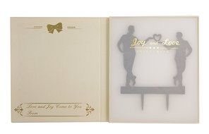 LOVENJOY Gift Box Pack Mr and Mr Gay Same Sex Silhouette Wedding Birthday Cake Topper (5.1-inch, Black) N9
