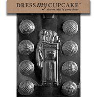 Dress My Cupcake DMCS028 Chocolate Candy Mold, Golf, Caddy, Balls