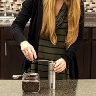 The Original Manual Coffee Grinder by Bean &amp; Bistro - Adjustable Ceramic Burr, Stainless Steel Body, Portable N3