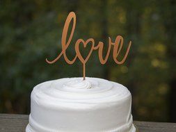 Love Cake Topper for Rustic Weddings, Showers, Birthdays, Special Events, (Birch Wood) - Made in USA by Clever... N10