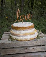 Love Cake Topper for Rustic Weddings, Showers, Birthdays, Special Events, (Birch Wood) - Made in USA by Clever... N11