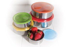 10 Pcs Stainless Steel Mixing Bowls or Food Storage Containers Set with Colored Lids