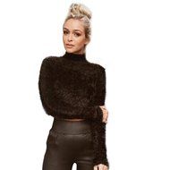 Blouse,BeautyVan Women Long-sleeved High-necked Shirt Umbilical Bottomed Plush Blouse (One Size, Gray) N24