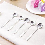 Freedi 4pcs Flower Pattern Stainless Steel Coffee Mixing Spoon Tea Dessert Soup Stirring Spoons 5-Inch N3