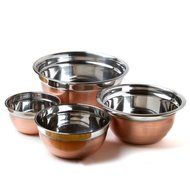 4 Stainless Steel Copper Finish Euro Style Mixing Bowl Set 5,3,1.5,.75 Quart Qt N3