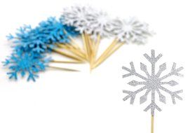 PuTwo 20 Counts Wedding Cake Decorating Frozen Cupcake Toppers Toothpicks, Sliver/Blue/Snow N17