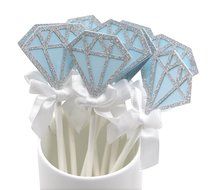 PuTwo 20 Counts Wedding Cake Decorating Frozen Cupcake Toppers Toothpicks, Sliver/Blue/Snow N19