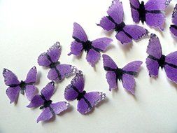 24 Purple Monarch BUTTERFLY Small Medium &amp; Large Edible Decorative Wafer Paper Butterflies &copy; Assorted Set Cake... N3