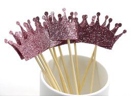 PuTwo 20 Counts Wedding Cake Decorating Frozen Cupcake Toppers Toothpicks, Sliver/Blue/Snow N22