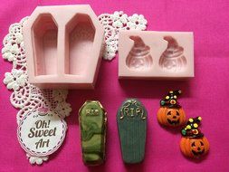 Coffins and Pumpkins Set Halloween Silicone Mold By Oh! Sweet Art FDA Approved for Food