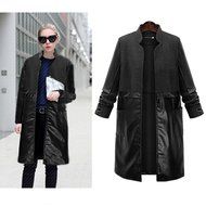 Women&#039;s Coat,Laimeng Nylon And PU Warm Splicing Wool Stand Up Collar Real Coat Parka (2XL, Black) N5