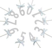 PuTwo 20 Counts Wedding Cake Decorating Frozen Cupcake Toppers Toothpicks, Sliver/Blue/Snow N27