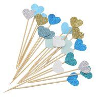 PuTwo 20 Counts Wedding Cake Decorating Frozen Cupcake Toppers Toothpicks, Sliver/Blue/Snow N31