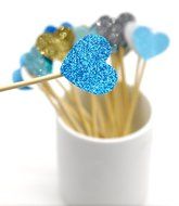 PuTwo 20 Counts Wedding Cake Decorating Frozen Cupcake Toppers Toothpicks, Sliver/Blue/Snow N32