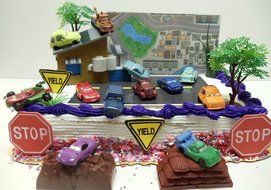 Cars 2 Birthday Cake Topper Set Featuring 1.5&quot; Cake Toppers of Lightning McQueen, Tow Mater, Lemons, Finn McMissile... N3