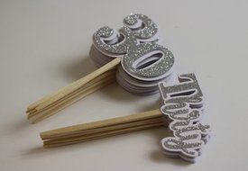 All About Details Silver Thirty Cupcake Toppers, Set of 12 N2