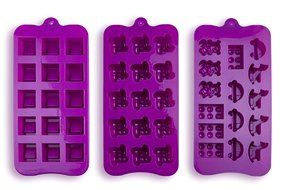 Silicone Chocolate Candy Molds, 3-Pack Set, Non-Stick Candy &amp; Ice Cube Molds, Choice of Three Colors, Chocolate... N9