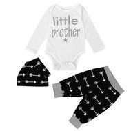 Newborn Boy Clothes,Laimeng Newborn Infant Clothes Baby Boy Tops Romper+ Leggings Pants Hat Outfits Set (80, Black) N5