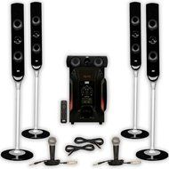 Acoustic Audio AAT1000 Tower 5.1 Speaker System with 2 Mics Powered Sub and 2 Extension Cables N2
