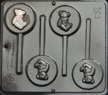 Teddy Bear Lollipop Chocolate Candy Mold Baby Shower 632 N2