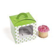 1 X Lime Green Polka Dot Cupcake Boxes (12 pc)