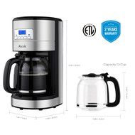 Aicok 12 Cup Coffee Maker, Drip Coffee Makers, Programmable Coffee Maker with Timer and Reusable Mesh Filter,... N3