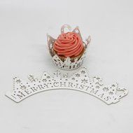 DZT1968 24Pcs Christmas Hollow Lace Cup Muffin Cake Paper Case Wraps Cupcake Wrapper (Blue) N10