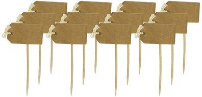 Ginger Ray Wedding or Party Vintage Brown Kraft Write your Own Cupcake Sticks/Toppers, Ivory N2