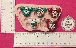 Christmas Ornaments Mickey Mouse,fondant, soap cupcake topper Cake Silicone Mold By Oh! Sweet Art FDA Approved... N2