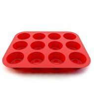 E-Light 12 Cup Silicone Muffin &amp; Cupcake Baking Pans, Non-Stick, Easy To Clean, Oven / Microwave / Dishwasher... N5