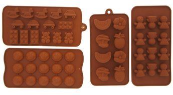 Le Juvo Chocolate Silicone Molds - Happy Faces, Figures, Fuits, Kids Toys, 4 Piece N3