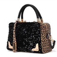 1 X Wisedeal Fashion Leopard Sequined Ladies Women Shoulder Messenger Bag Handbag Tote Purse N12