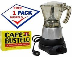 Electric Espresso Coffee Maker 1 to 3 Cups. 10 oz Bustelo Espresso Coffee Pack Included N2