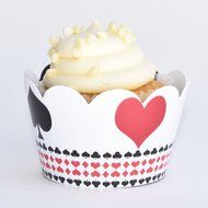 Vegas Casino Cupcake Wrappers, Black and White Striped, Confetti Couture Party Supplies, 36 Wraps N9
