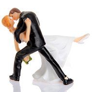 Lingstar A Romantic Dip Dancing Bride and Groom Couple Figurine Cakes Resin Decoration 13.5*7*11cm N4