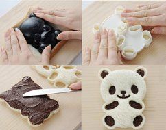 OHF 4 in 1 Bento Accessories Baby Panda Mold Rice Mold Onigiri Shaper and Dry Roasted Seaweed Cutter Set