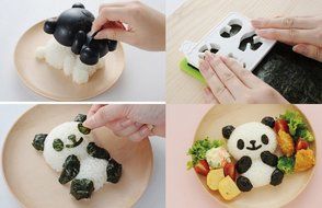 OHF 4 in 1 Bento Accessories Baby Panda Mold Rice Mold Onigiri Shaper and Dry Roasted Seaweed Cutter Set N2