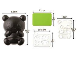 OHF 4 in 1 Bento Accessories Baby Panda Mold Rice Mold Onigiri Shaper and Dry Roasted Seaweed Cutter Set N3
