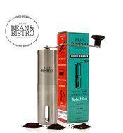 The Original Manual Coffee Grinder by Bean &amp; Bistro - Adjustable Ceramic Burr, Stainless Steel Body, Portable N5