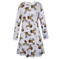 Xmas Print Dress,Morecome Women Christmas Long Sleeve Flared Party Dresses (XL, White) N5
