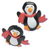 Oasis Supply Penguin Puffy Cupcake/Cake Decorating Rings, 1 1/2-Inch, Black and white with a Red or Green Scarf...