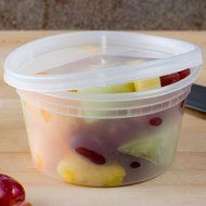 SunnyCare&reg; 12 oz.Microwavable Translucent Plastic Deli Container with Lid -(Case of 250) N4