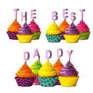 The Best Daddy Cupcake Topper Party Favors Birthday Anniversary Fathers day Solid purple N4
