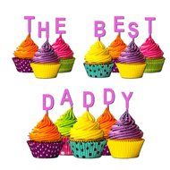 The Best Daddy Cupcake Topper Party Favors Birthday Anniversary Fathers day Solid purple N5