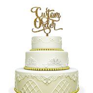Custom Cake Topper For Weddings and Birthdays Mirrored Gold N3