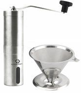 CookinGadgets Manual Ceramic Burr Coffee Grinder &amp; Paperless Pour Over Coffee Dripper Set | Stainless Steel N3
