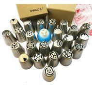 TANGCHU 23 Piece Cake Decorating Russian Russian Nozzles Tip Set, Silver N5