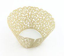 Yansanido 24 set ivory Filigree Artistic Bake Little Vine Lace Laser Cut Cupcake Wrapper Cup Muffin Case Trays... N5