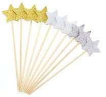 PuTwo 20 Counts Wedding Cake Decorating Frozen Cupcake Toppers Toothpicks, Sliver/Blue/Snow N35